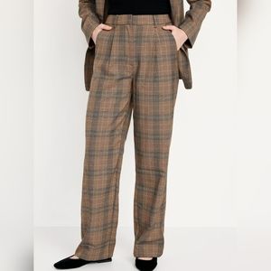 Extra High-Waisted Pleated Taylor Wide-Leg Trouser Suit Pants